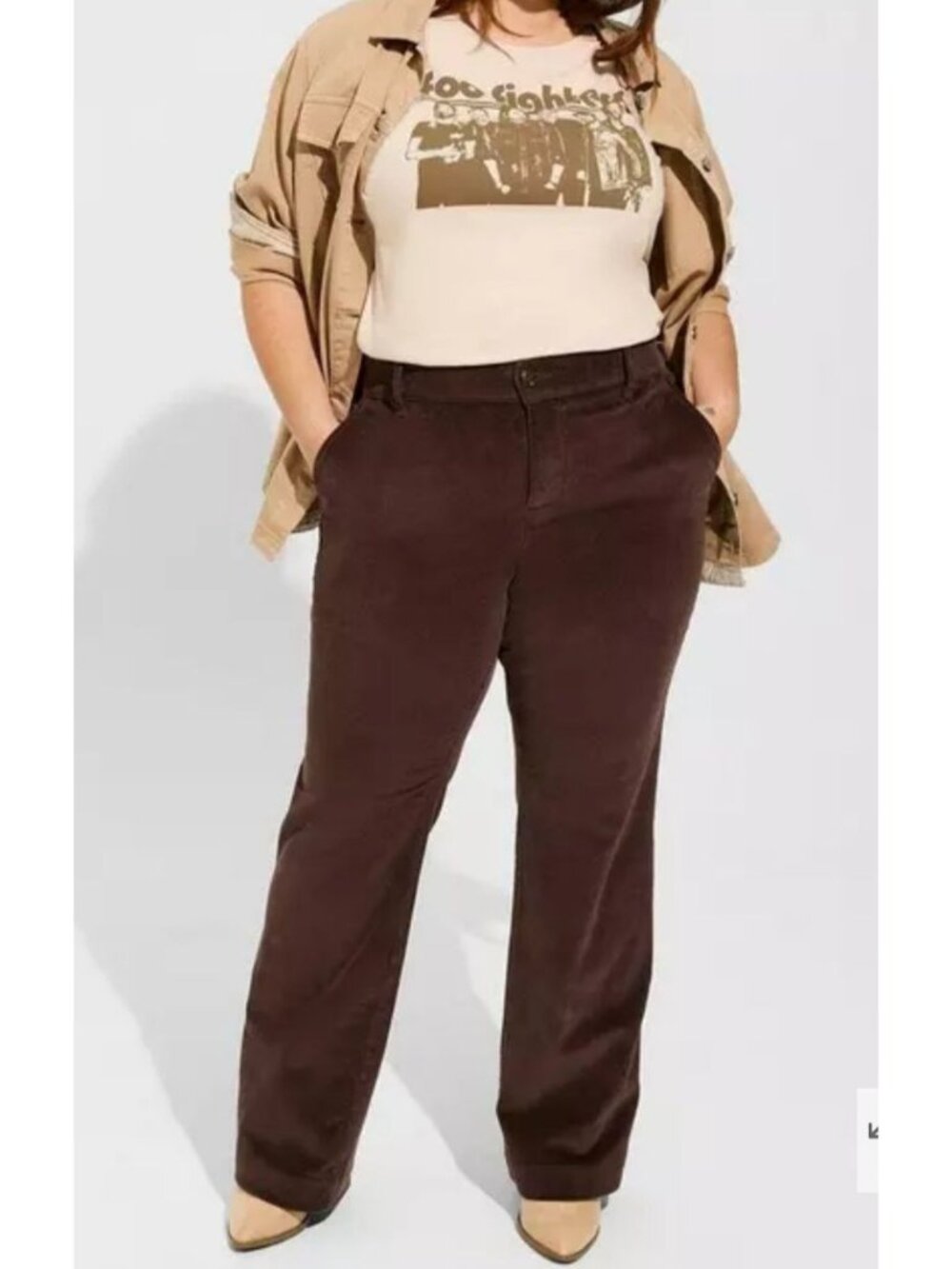 Torrid Brown Corduroy Comfort Flex High Rise Boot Cut Trouser Jean 22R EUC